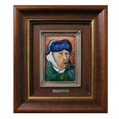 "Autoportret z zabandażowanym uchem i fajką" 1889 - wg Van Gogh